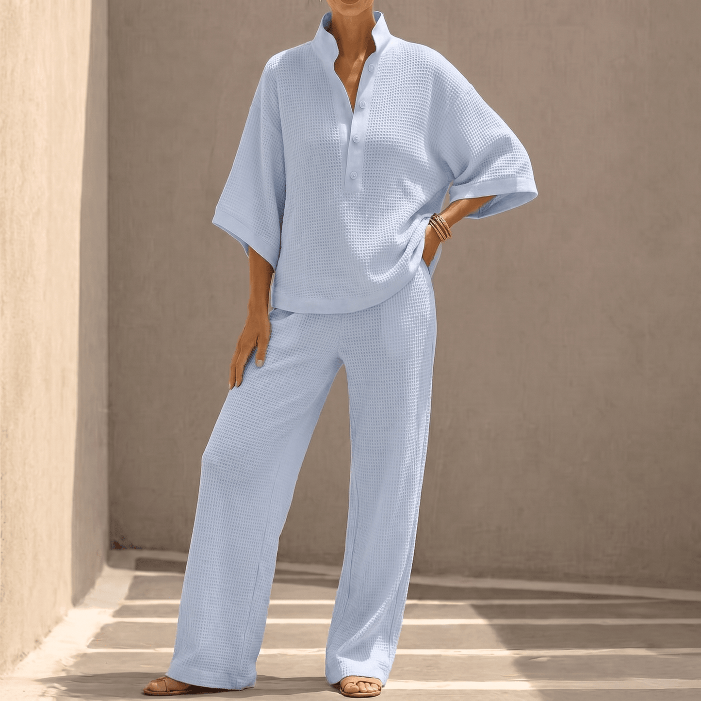 Set due pezzi da donna in tessuto nido d'ape