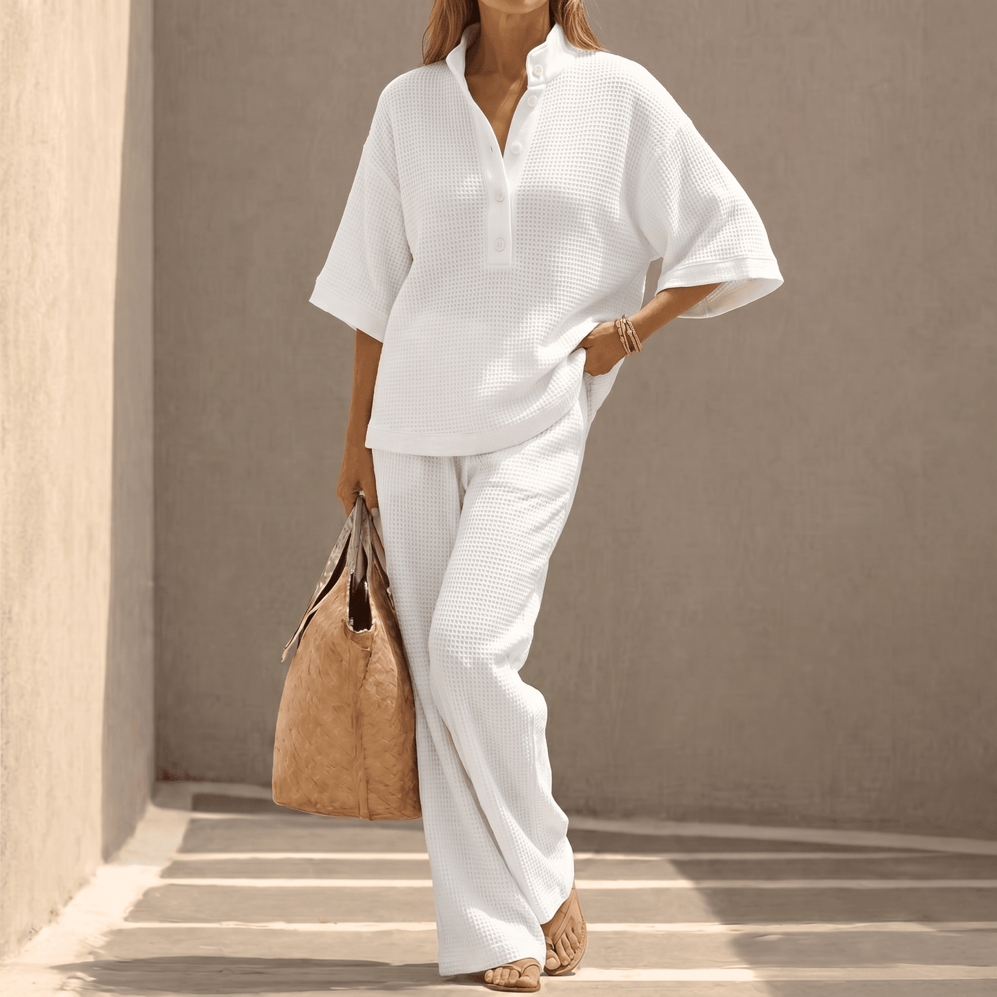 Set due pezzi da donna in tessuto nido d'ape