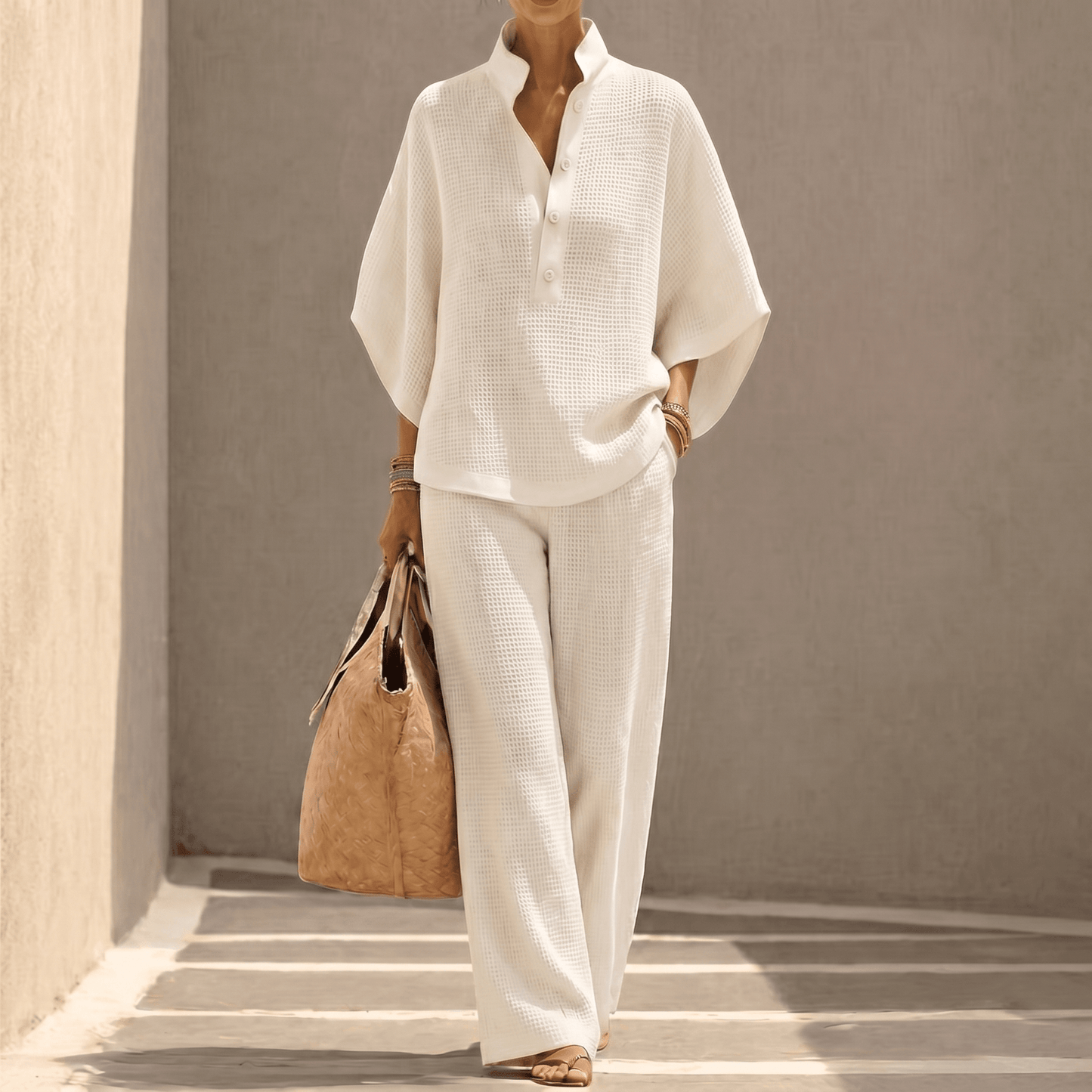Set due pezzi da donna in tessuto nido d'ape