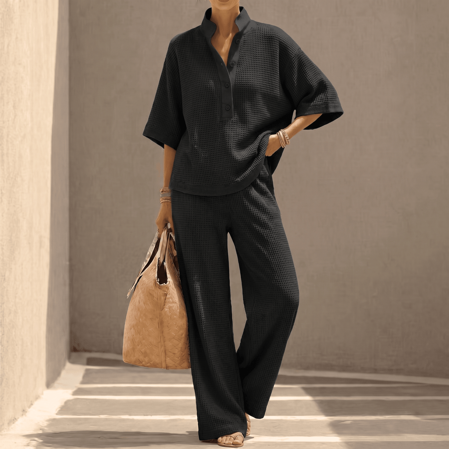 Set due pezzi da donna in tessuto nido d'ape