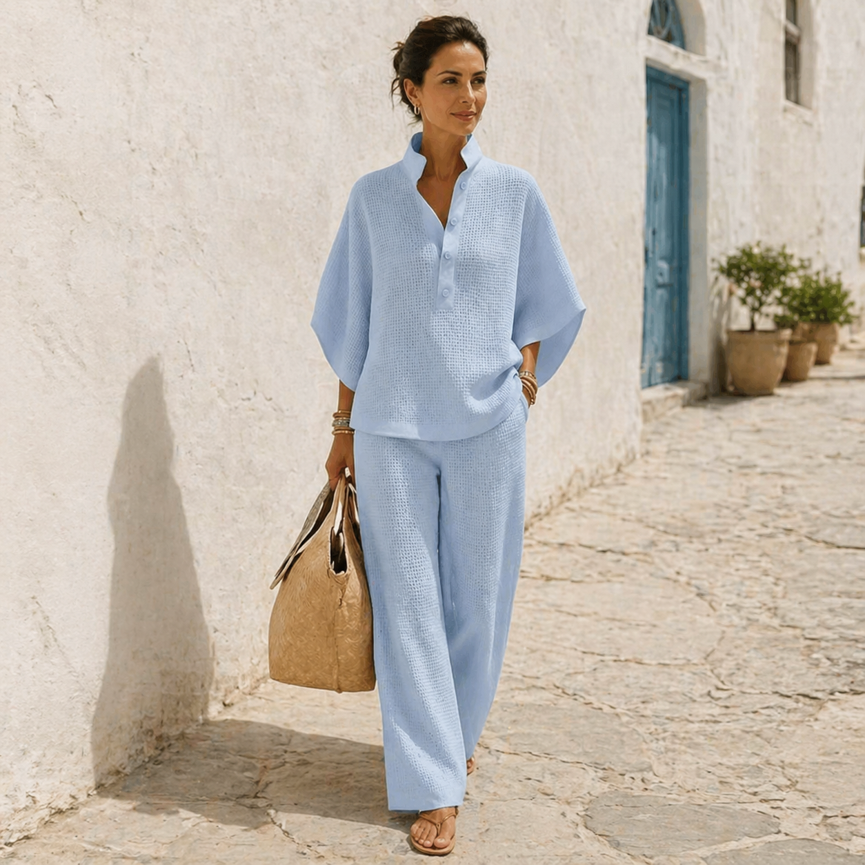 Set due pezzi da donna in tessuto nido d'ape