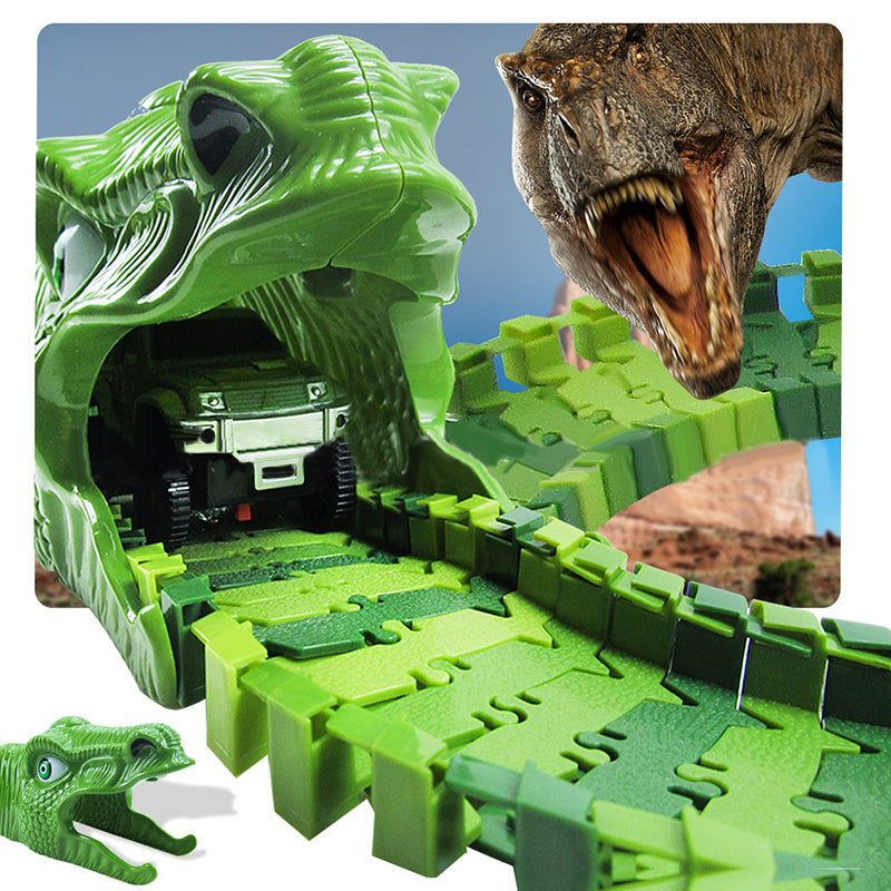 Set Giocattolo Dinosauro – Pista da Corsa Avventura a 360° con Luci e Suoni