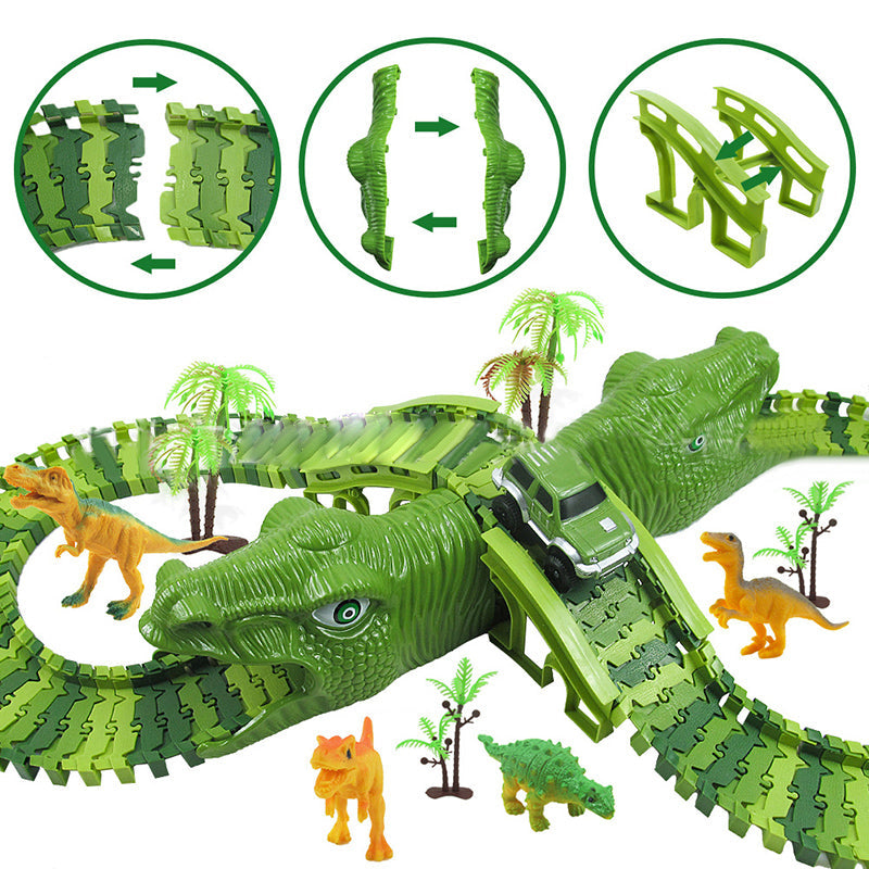 Set Giocattolo Dinosauro – Pista da Corsa Avventura a 360° con Luci e Suoni