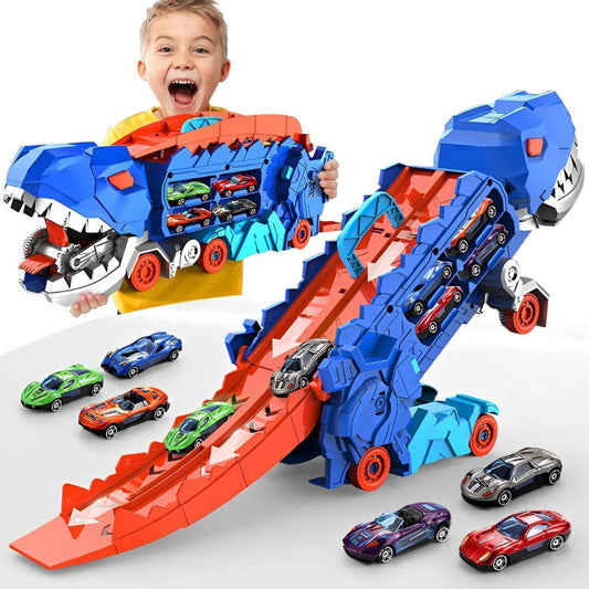 Set gioco camion dinosauro con pista da corsa