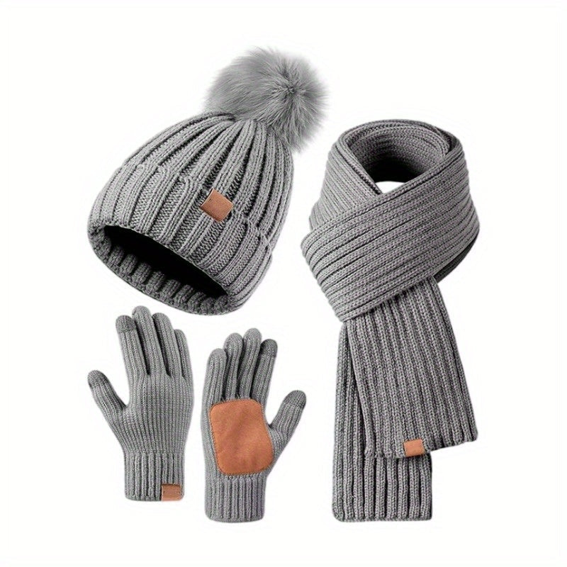 Set invernale 3 in 1 – Caldo cappello in maglia, sciarpa e guanti