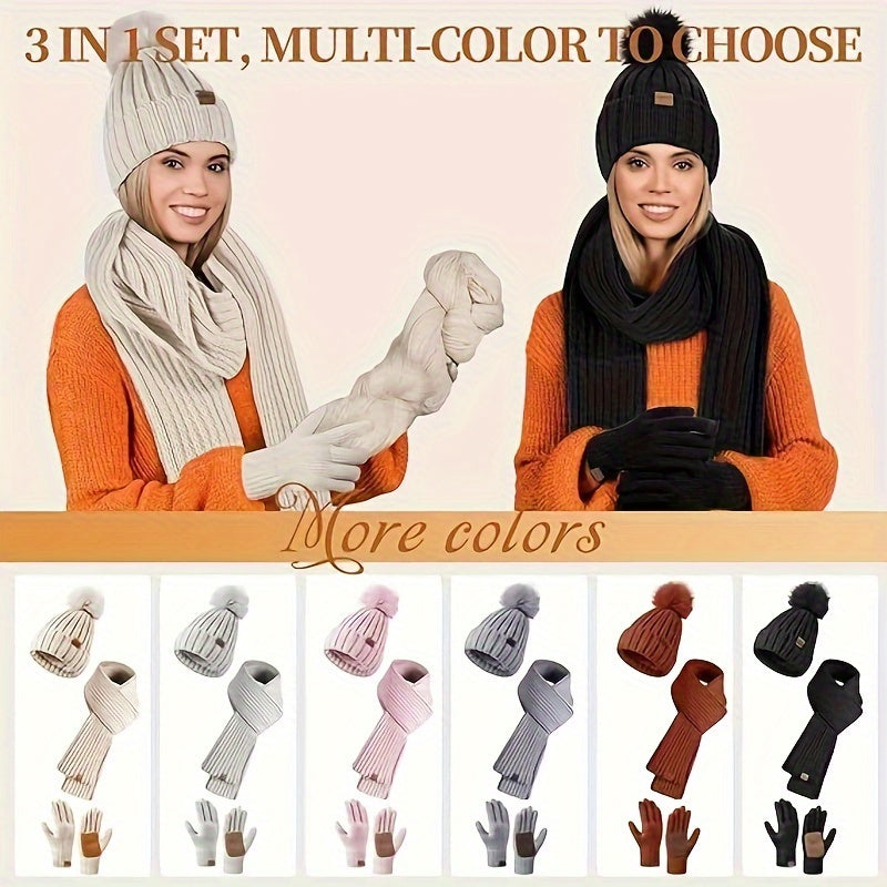Set invernale 3 in 1 – Caldo cappello in maglia, sciarpa e guanti