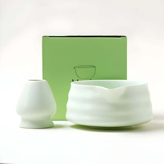 Set Matcha in Ceramica – Set Tradizionale per la Preparazione del Matcha con Ciotola, Ideale per il Relax a Casa
