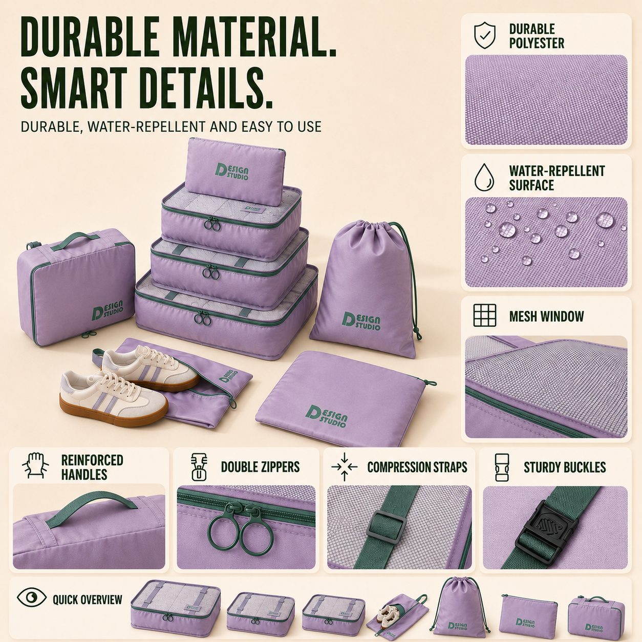 Set organizer da viaggio da 7 pezzi