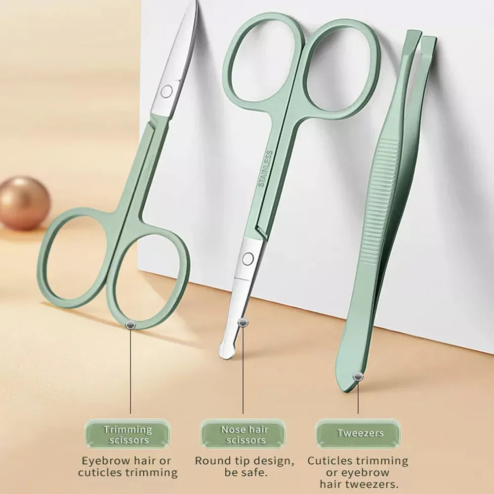 Set Professionale per Manicure e Pedicure in Acciaio Inox, Portatile e Multifunzione con Custodia di Lusso