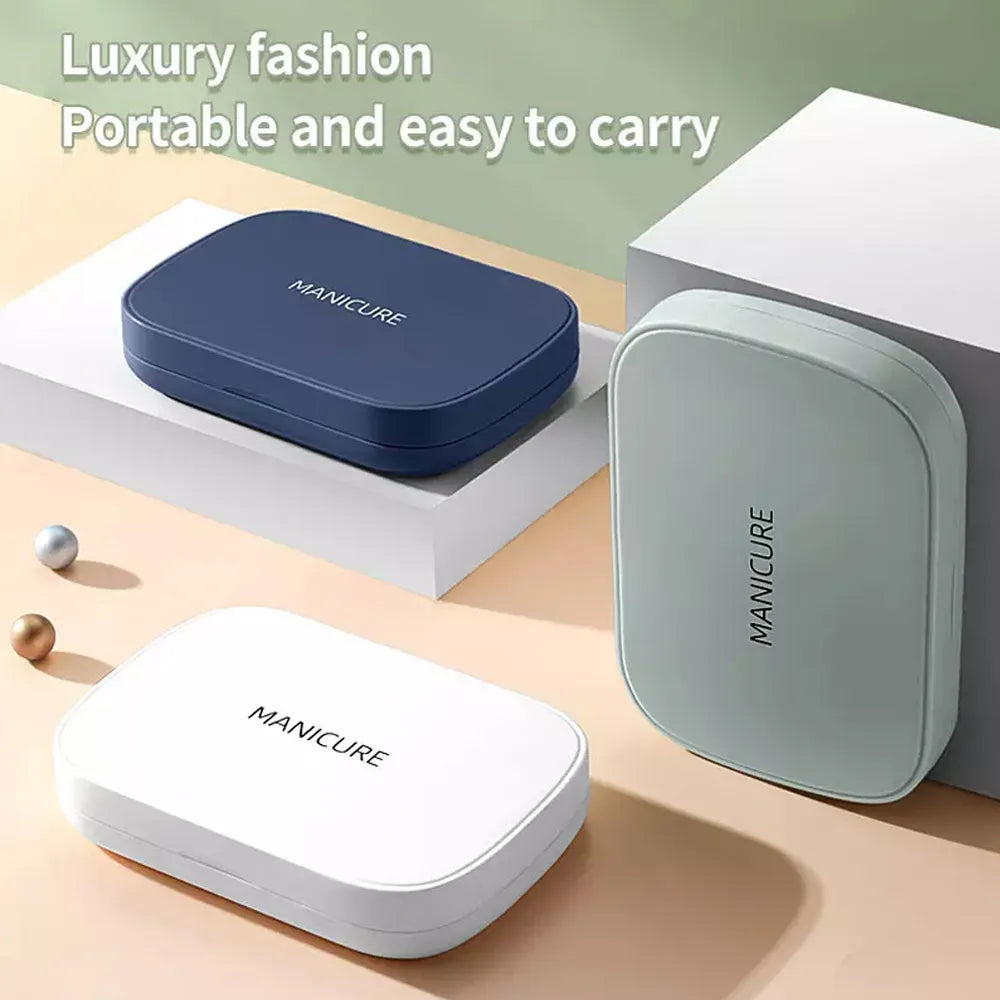 Set Professionale per Manicure e Pedicure in Acciaio Inox, Portatile e Multifunzione con Custodia di Lusso
