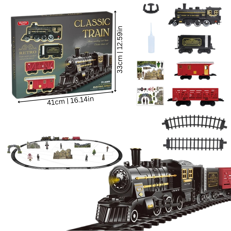 Set Trenino Elettrico a Vapore per Bambini con Luci e Suoni
