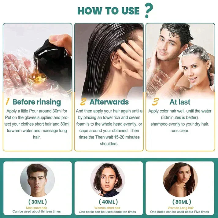 Shampoo colorante nero per capelli (ayurvedico, senza effetti collaterali)