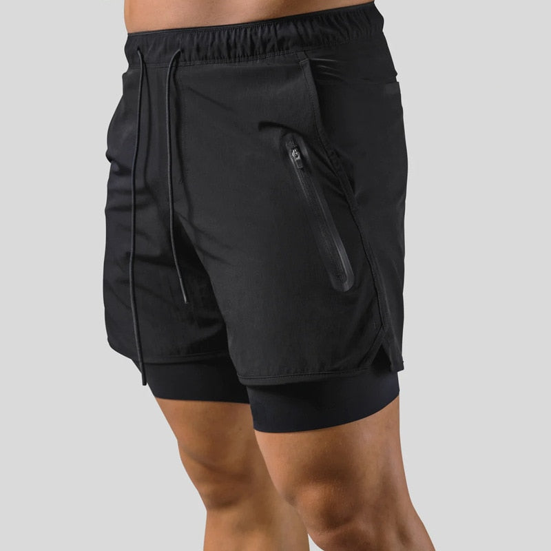 Shorts sportivi da uomo a doppio strato