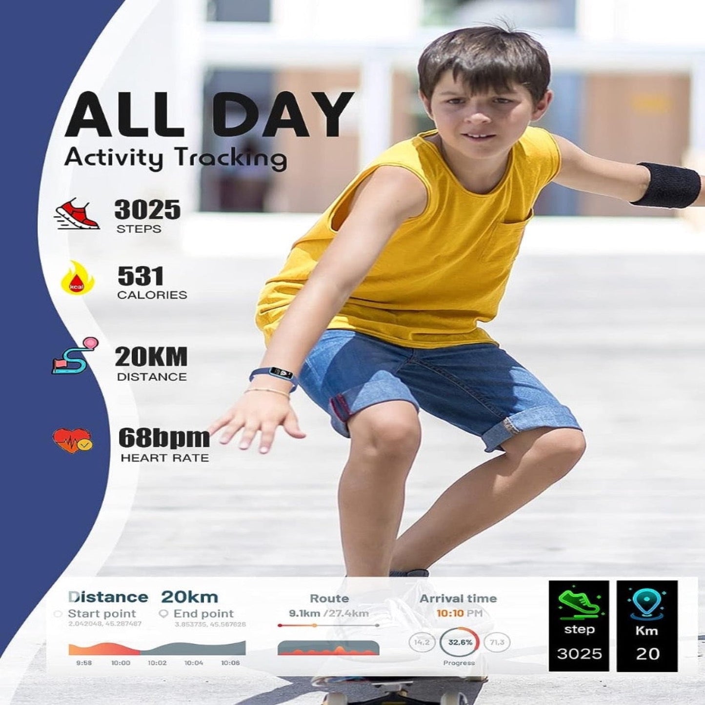 Smartwatch da bambini con GPS, monitoraggio della forma fisica e funzioni sanitarie