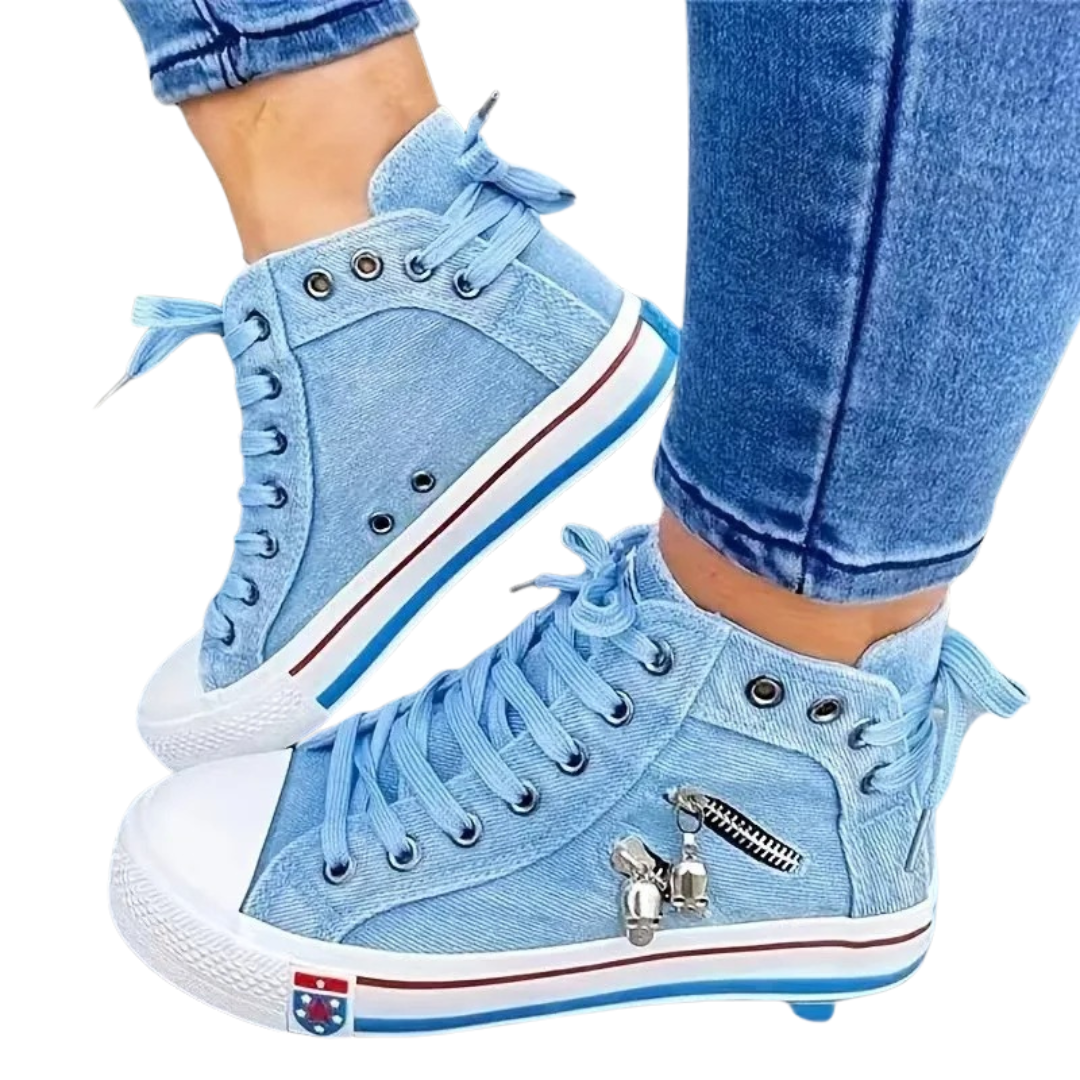 Sneakers alte da donna in denim