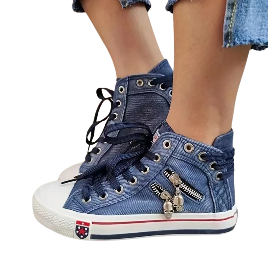Sneakers alte da donna in denim