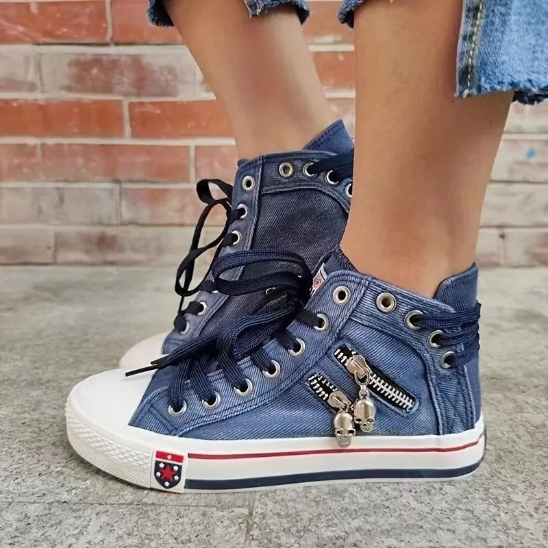 Sneakers alte da donna in denim