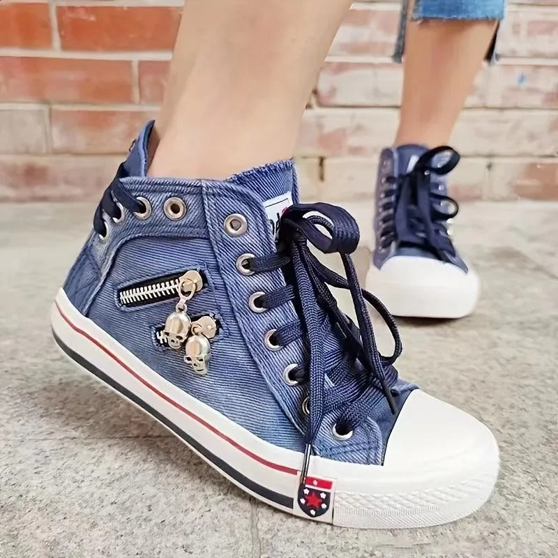 Sneakers alte da donna in denim