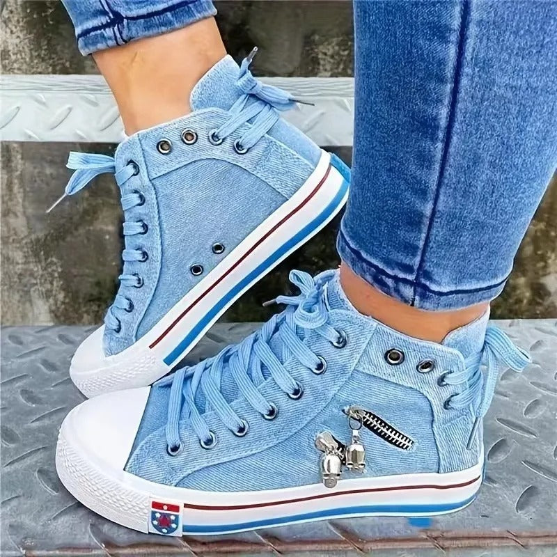 Sneakers alte da donna in denim