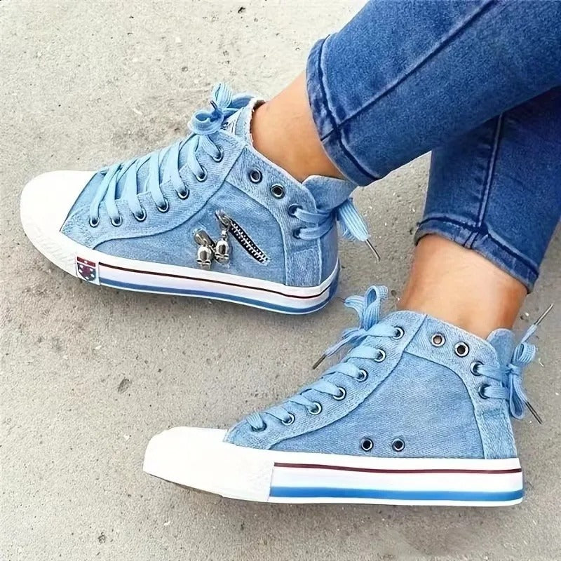 Sneakers alte da donna in denim