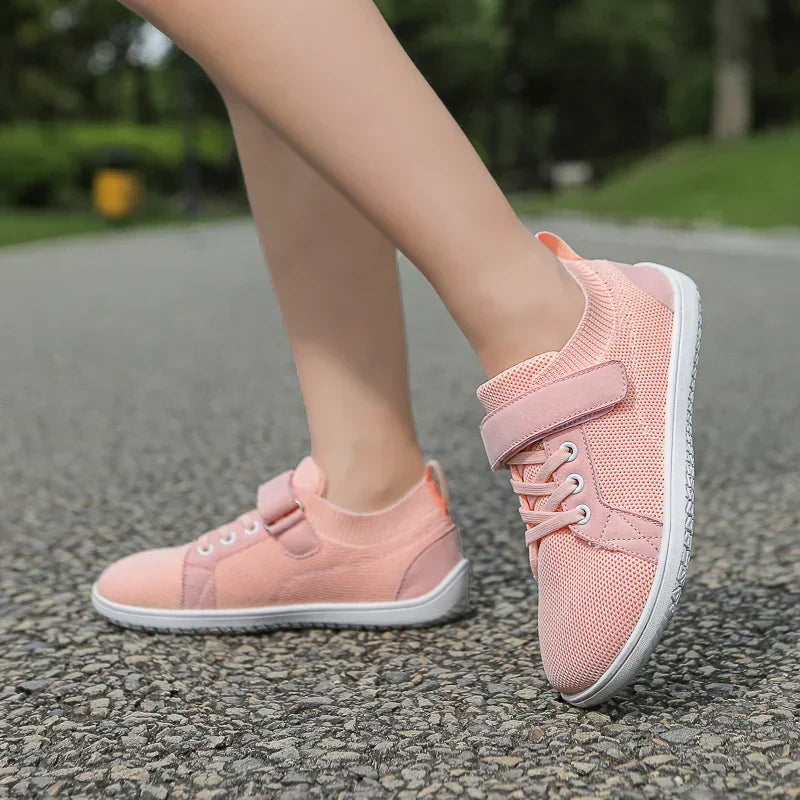 Sneakers Barefoot per Bambini con Pianta Larga e Chiusura Pratica in Velcro