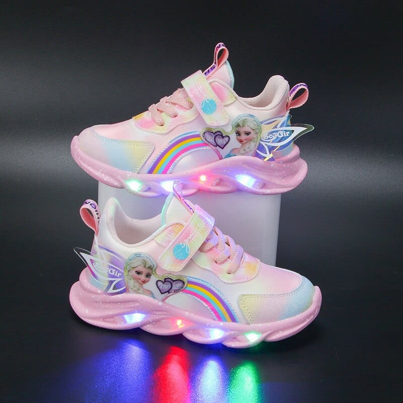 Sneakers da Bambino con Glitter e Arcobaleno - Scarpe con Luci LED da Bambino per Audaci Esploratori