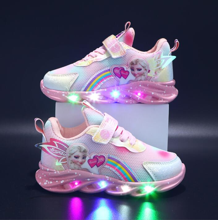 Sneakers da Bambino con Glitter e Arcobaleno - Scarpe con Luci LED da Bambino per Audaci Esploratori