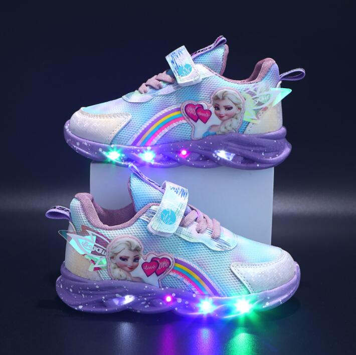 Sneakers da Bambino con Glitter e Arcobaleno - Scarpe con Luci LED da Bambino per Audaci Esploratori