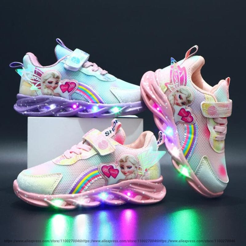 Sneakers da Bambino con Glitter e Arcobaleno - Scarpe con Luci LED da Bambino per Audaci Esploratori