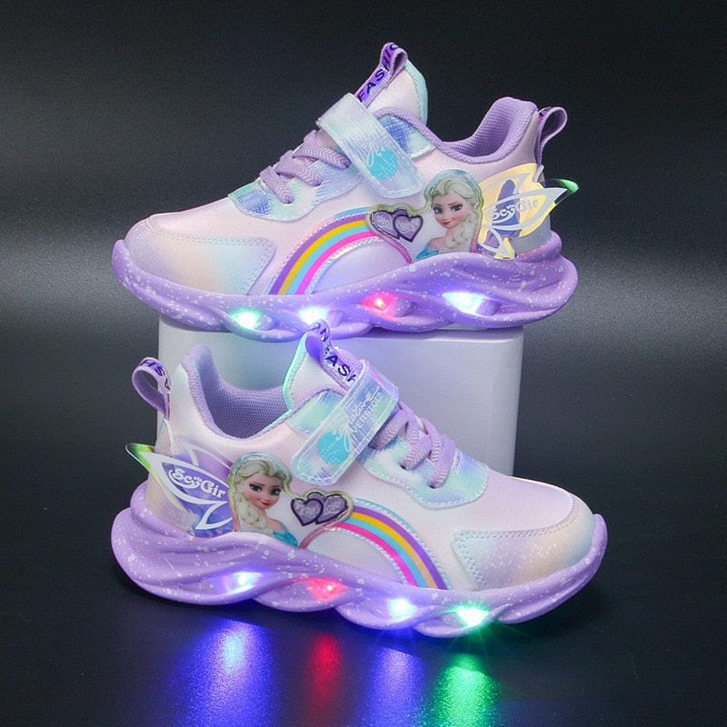 Sneakers da Bambino con Glitter e Arcobaleno - Scarpe con Luci LED da Bambino per Audaci Esploratori