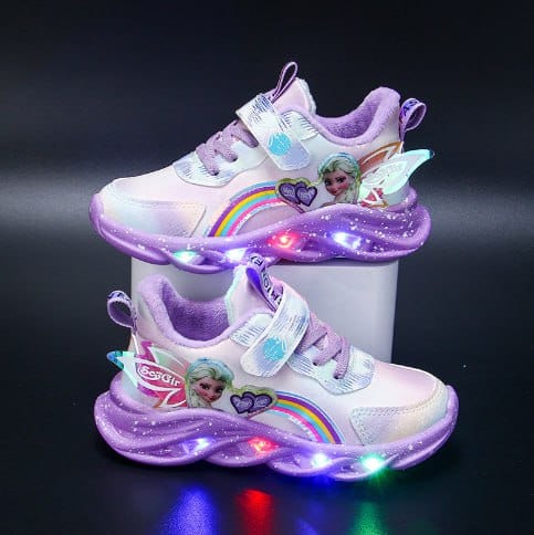 Sneakers da Bambino con Glitter e Arcobaleno - Scarpe con Luci LED da Bambino per Audaci Esploratori