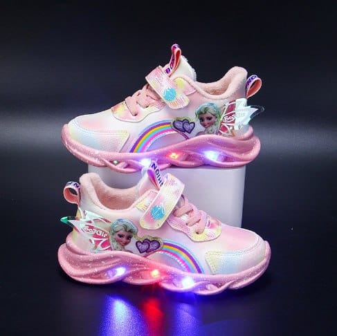 Sneakers da Bambino con Glitter e Arcobaleno - Scarpe con Luci LED da Bambino per Audaci Esploratori