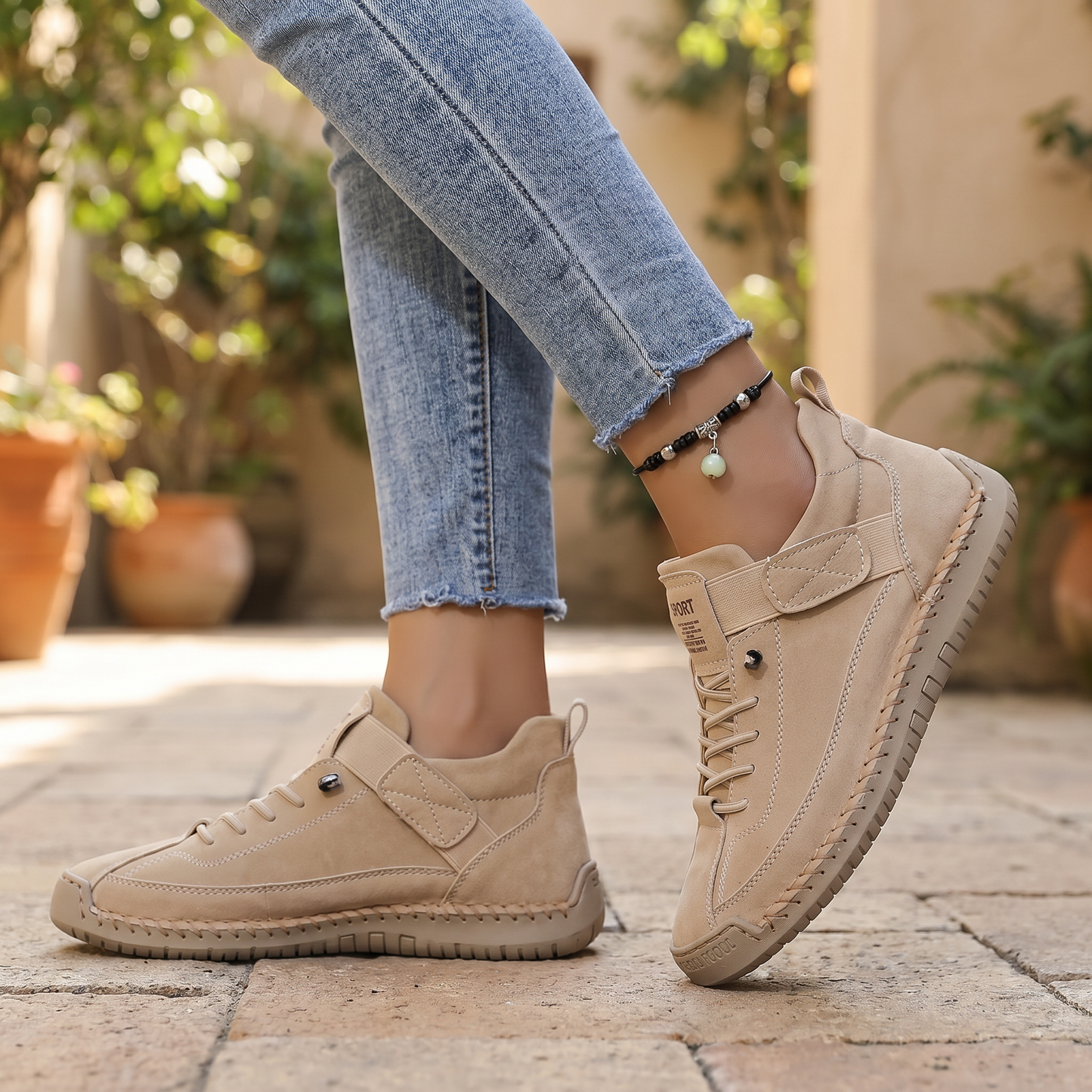 Sneakers da donna traspiranti in tessuto | Scarpe da passeggio comode senza lacci