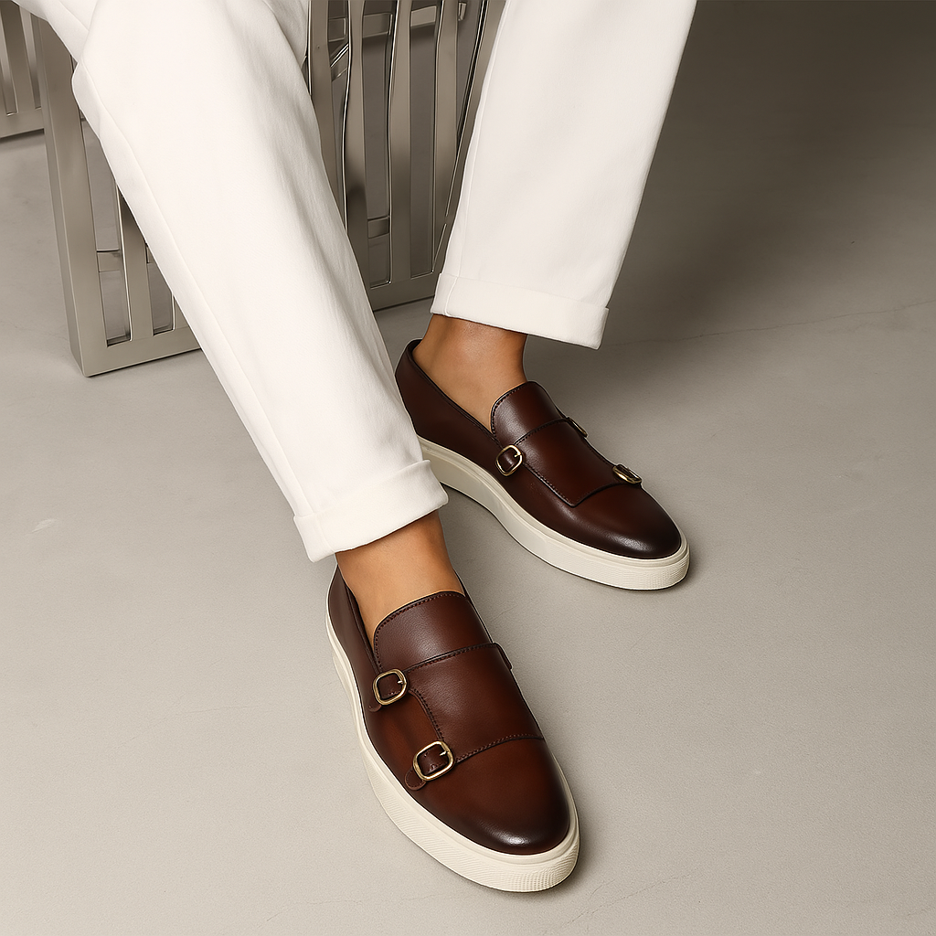 Sneakers da uomo slip-on con doppia fibbia