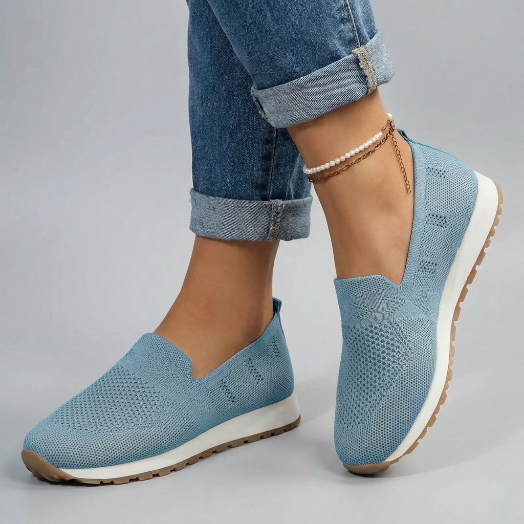 Sneakers Slip-On Comode In Maglia Con Supporto Plantare