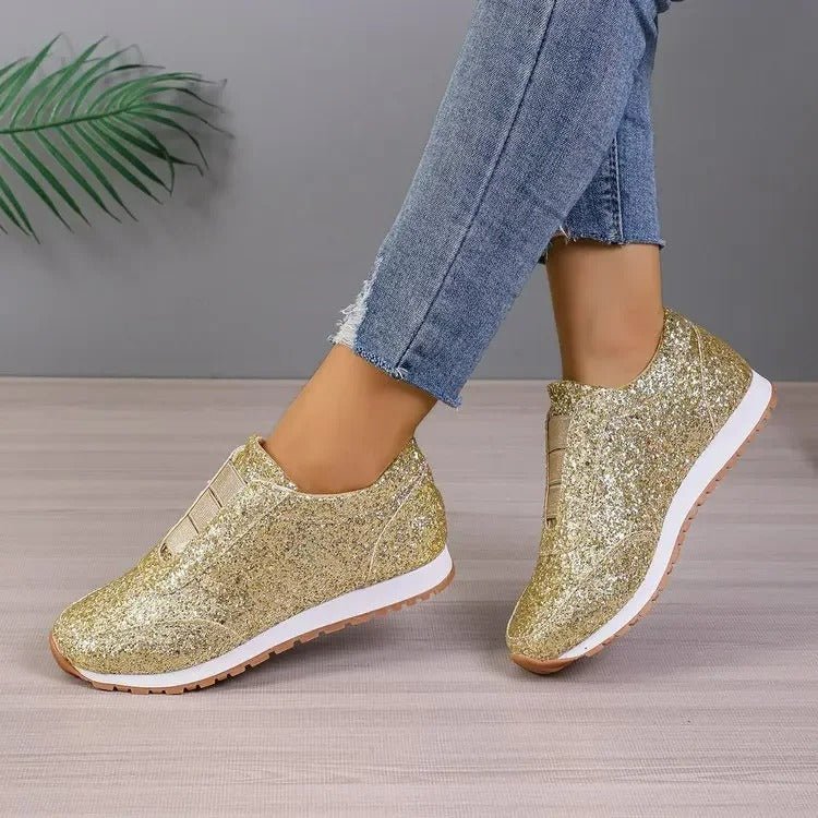 Sneakers slip-on con glitter da donna