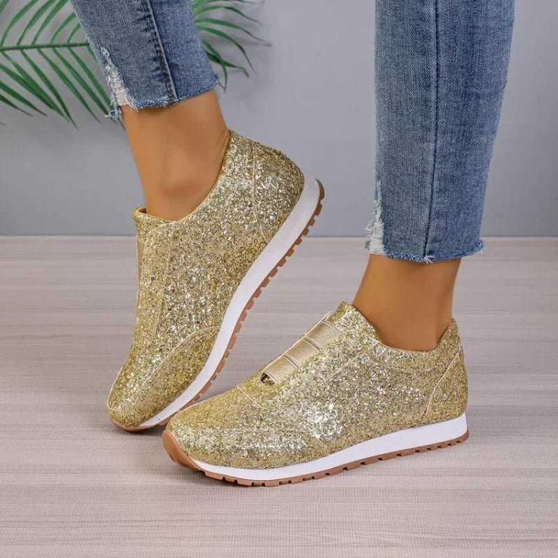 Sneakers slip-on con glitter da donna