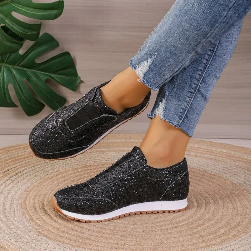Sneakers slip-on con glitter da donna