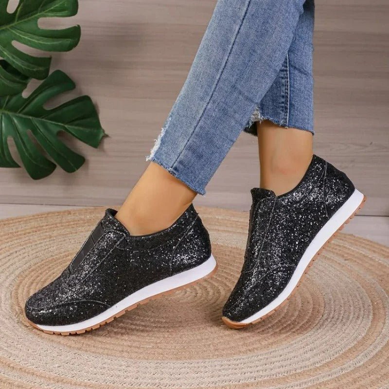 Sneakers slip-on con glitter da donna