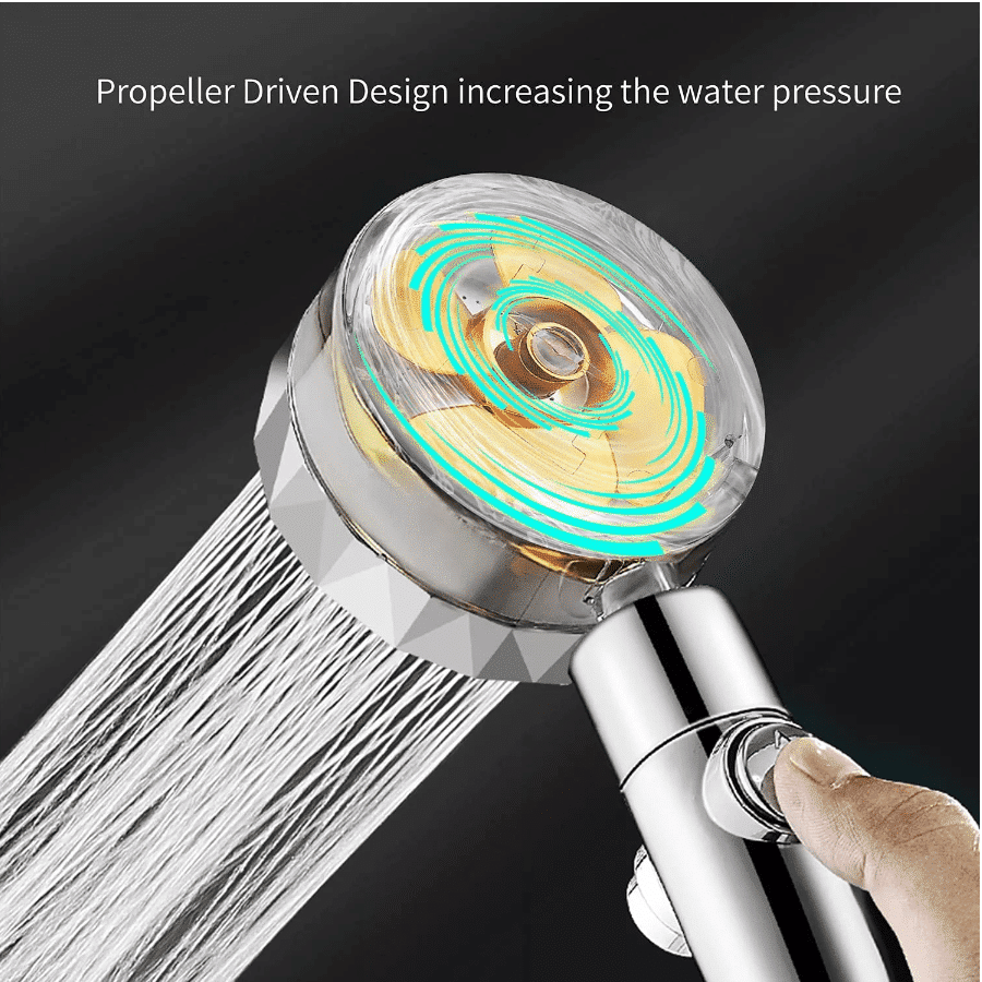 Soffione doccia ad alta pressione per risparmio idrico - Design rotante regolabile a 360° - Risparmio idrico fino al 40%