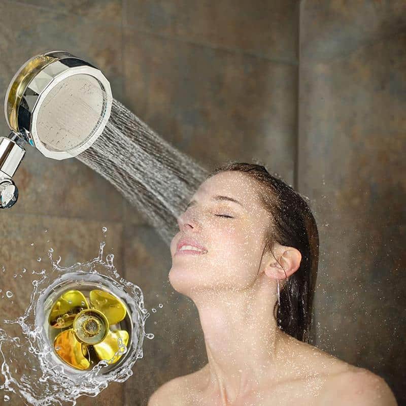 Soffione doccia ad alta pressione per risparmio idrico - Design rotante regolabile a 360° - Risparmio idrico fino al 40%