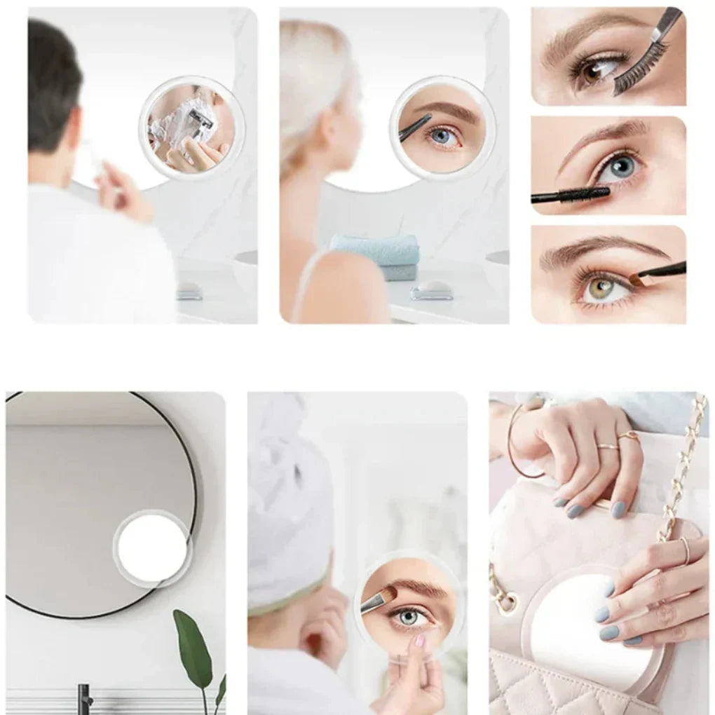 Specchio cosmetico ingranditore 10x con illuminazione a LED