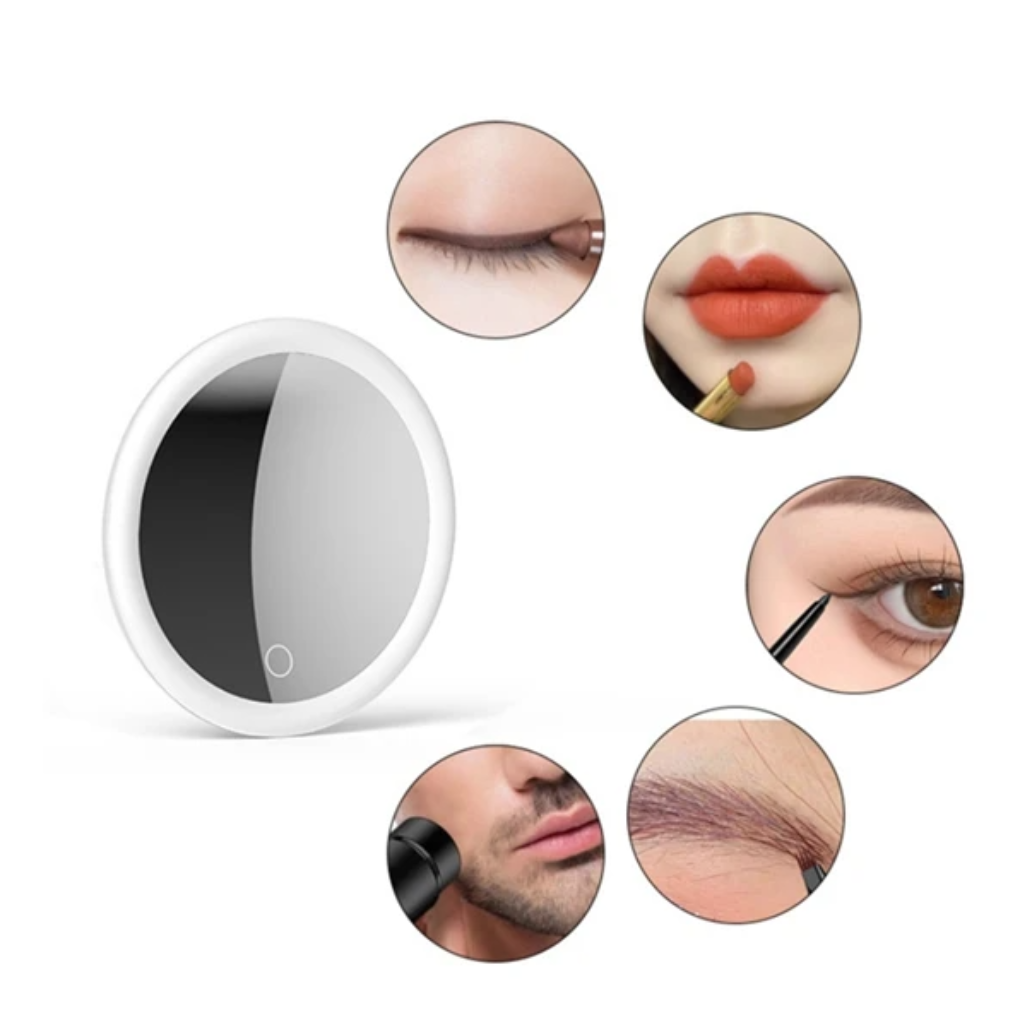 Specchio cosmetico ingranditore 10x con illuminazione a LED