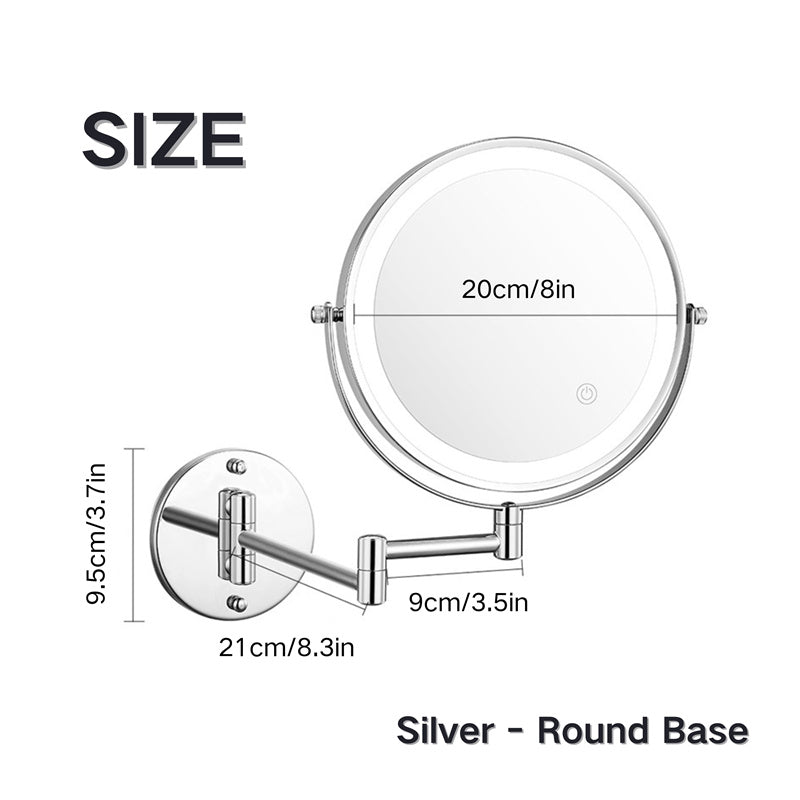 Specchio da barba da parete ricaricabile con luci LED