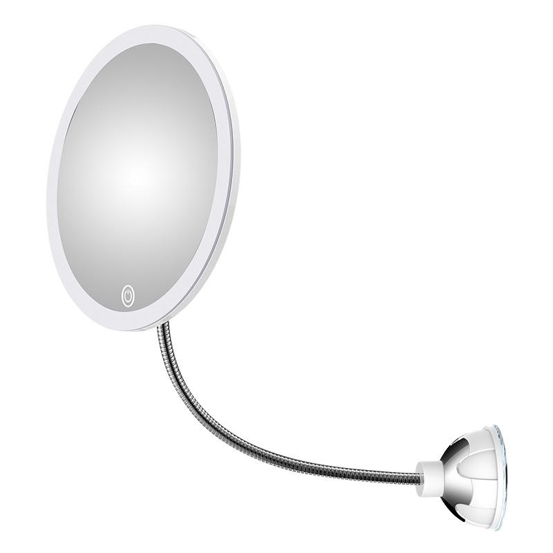 Specchio da Trucco con LED e Ingrandimento - con Ventosa e Braccio Flessibile