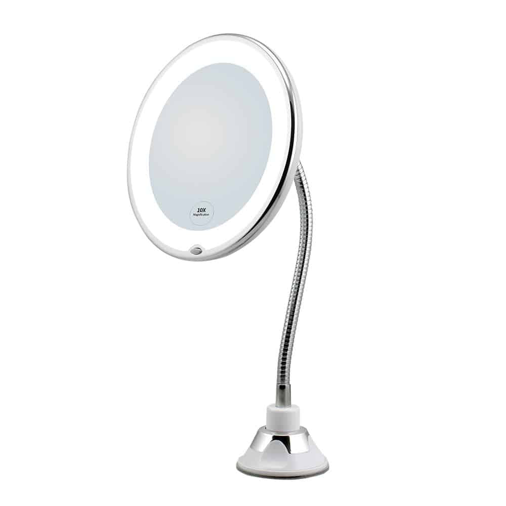 Specchio da Trucco con LED e Ingrandimento - con Ventosa e Braccio Flessibile