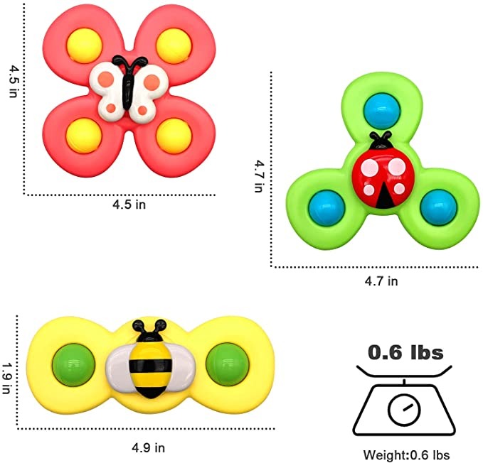 Spinner rotanti con ventosa, set da 3 pezzi