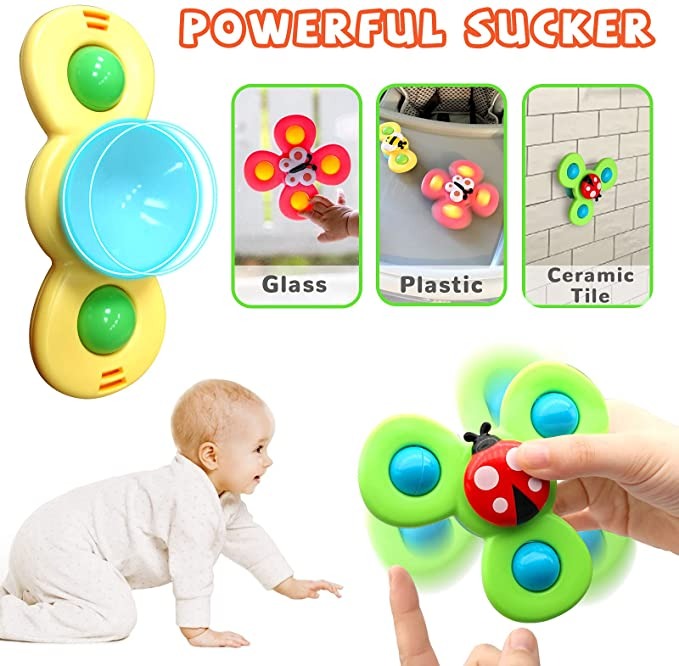 Spinner rotanti con ventosa, set da 3 pezzi