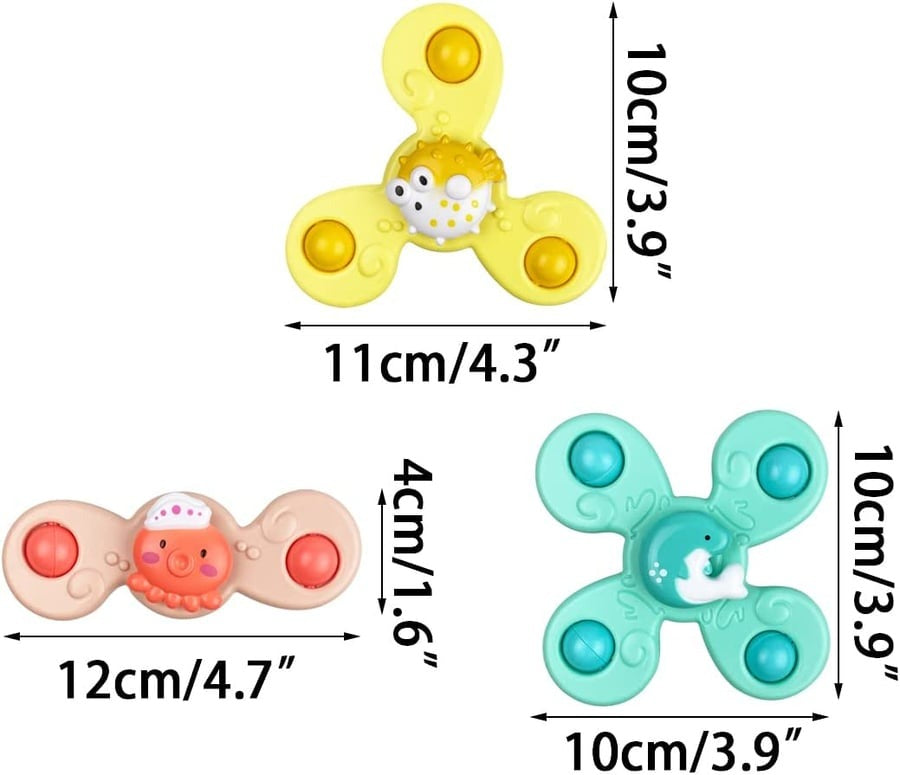 Spinner rotanti con ventosa, set da 3 pezzi