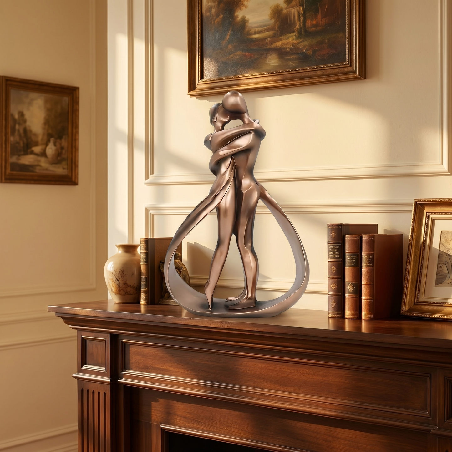 Statua Romantica di Coppia | Scultura da Casa in Resina | Effetto Bronzo